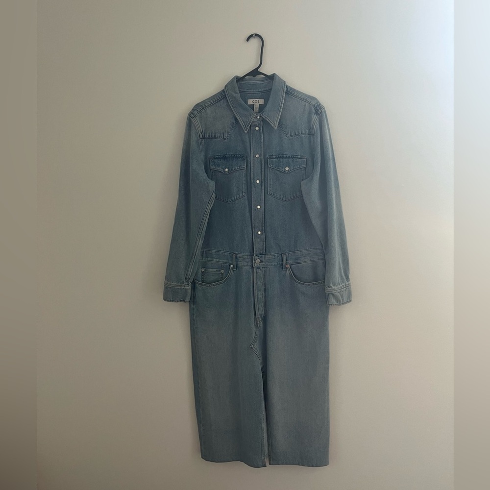 COS Denim Maxi Shirt Dress Sz. 12 - Picture 5 of 16